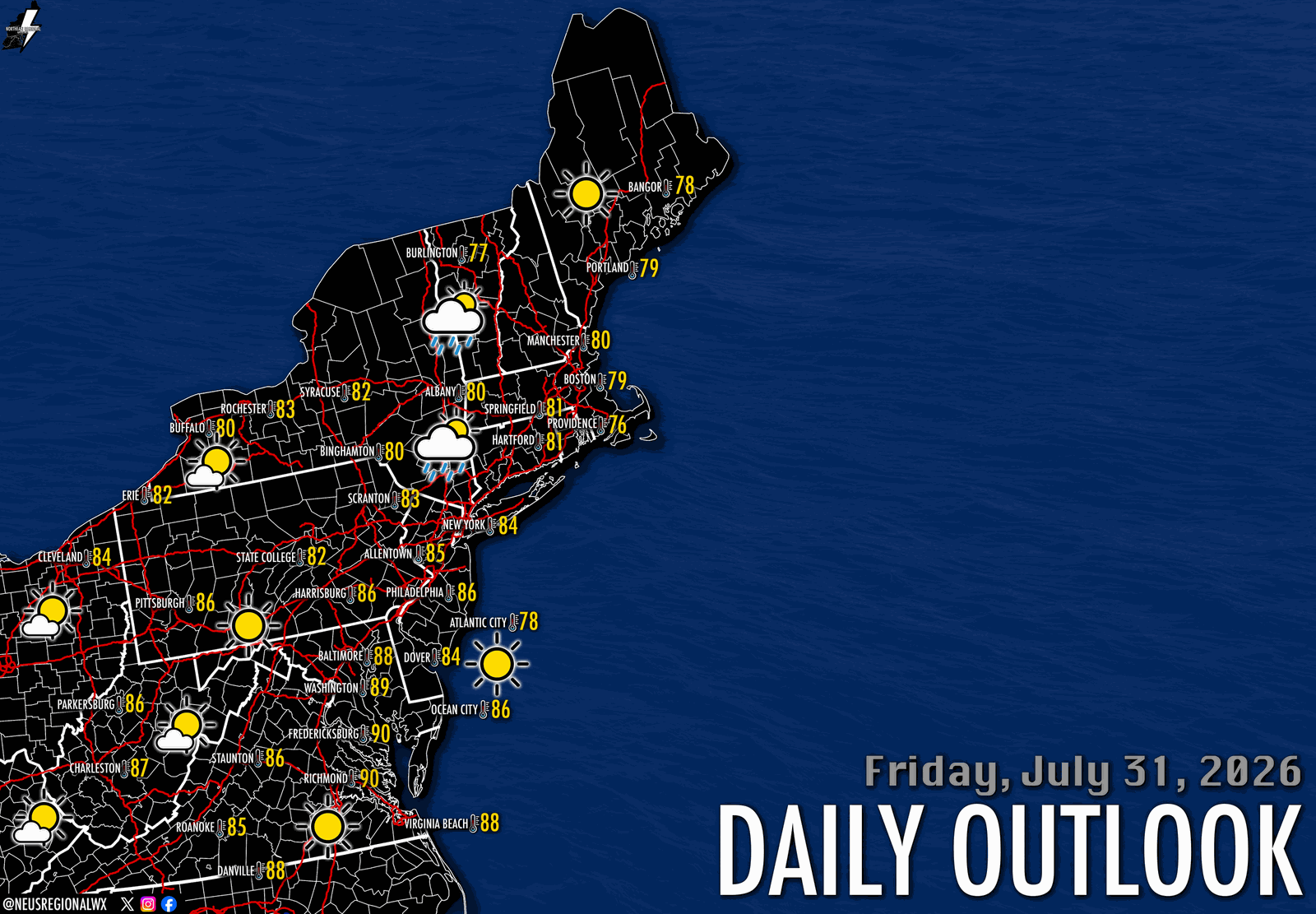 Friday July 31 regional daily outlook