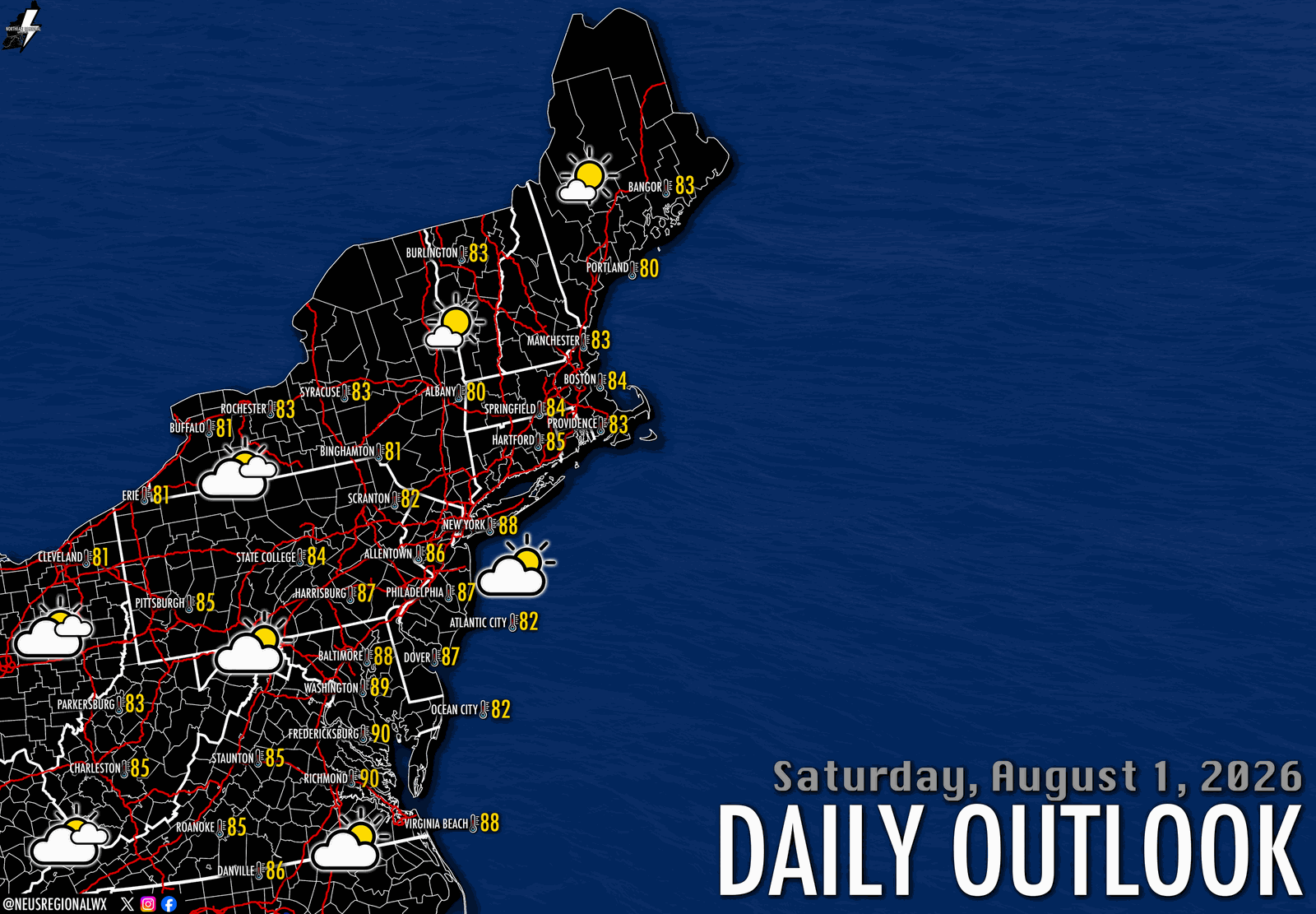 Saturday August 1 regional daily outlook