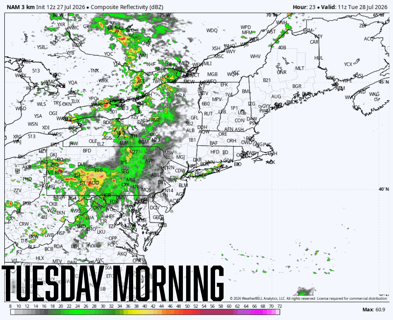 Tuesday morning forecast radar snapshot