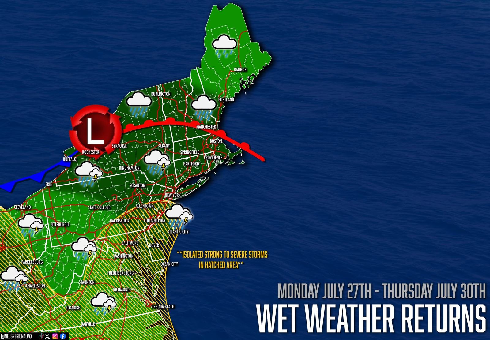 Northeast wet weather forecast map